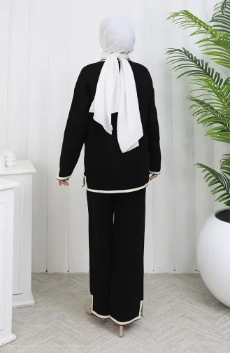 Knitwear Slit Detailed Sweater Trousers Two Piece Set 0011-04 Black 0011-04