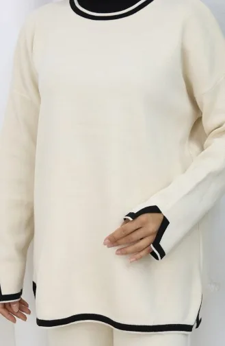 Knitwear Slit Detailed Sweater Trousers Two Piece Set 0011-07 Beige 0011-07