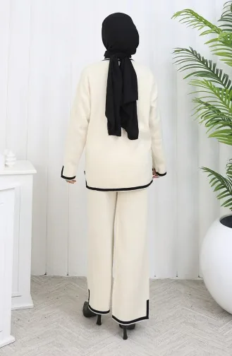 Knitwear Slit Detailed Sweater Trousers Two Piece Set 0011-07 Beige 0011-07