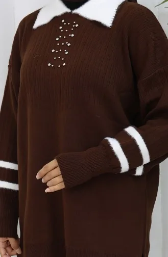 Knitwear Collar Detailed Tunic Trousers Two Piece Suit 1002-04 Brown 1002-04