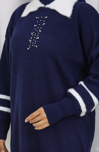 Triko Yaka Detaylı Tunik Pantolon İkili Takım 1002-05 Lacivert