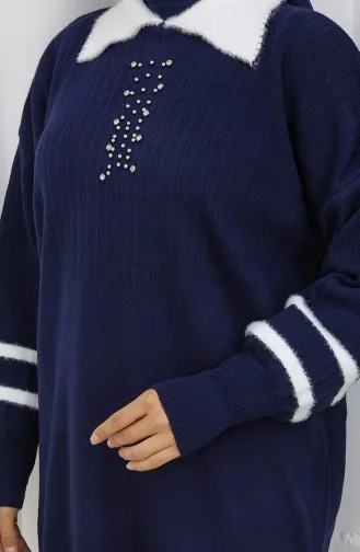 Triko Yaka Detaylı Tunik Pantolon İkili Takım 1002-05 Lacivert