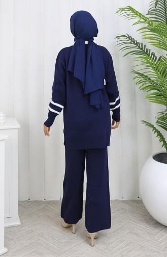 Triko Yaka Detaylı Tunik Pantolon İkili Takım 1002-05 Lacivert