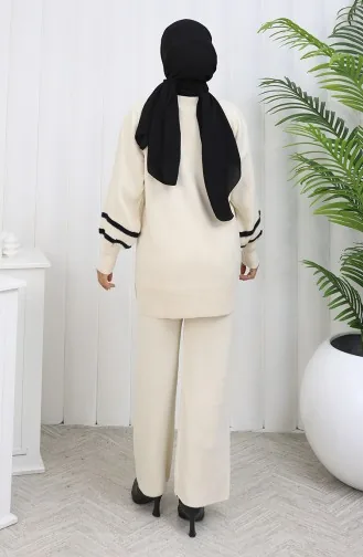 Knitwear Collar Detailed Tunic Trousers Two Piece Suit 1002-06 Beige 1002-06