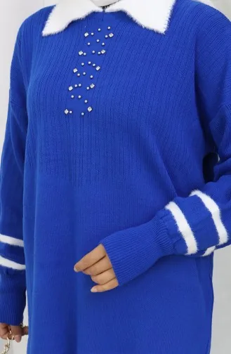 Gebreide Kraag Gedetailleerde Tuniek Broek Tweedelig Set 1002-07 Saks 1002-07