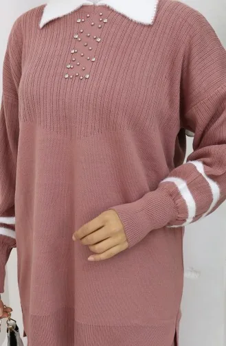 Strickpullover Mit Kragen Tunika Und Hose Zweiteilig 1002-09 Altrosa 1002-09