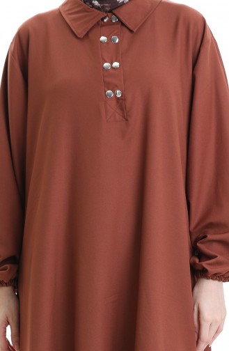Gömlek Yaka Tunik Pantolon İkili Takım 0123-01 Kahverengi