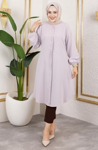 Button Detailed Aerobin Tunic 0175-11 Lilac 0175-11