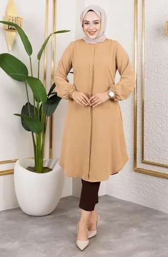 Tunique Aerobin à Boutons Détaillés 0175-14 Camel 0175-14