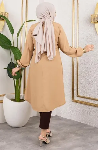 Tunique Aerobin à Boutons Détaillés 0175-14 Camel 0175-14