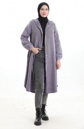 Manteau En Cachemire à Capuche Et Boutons 0201-01 Lilas 0201-01
