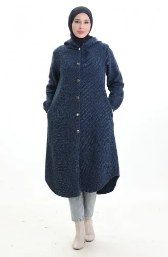 Kapüşonlu Düğmeli Kaşe Kap 0201-06 Saks