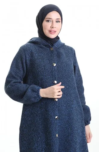 Kapüşonlu Düğmeli Kaşe Kap 0201-06 Saks