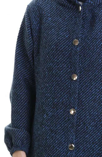 Kapüşonlu Düğmeli Kaşe Kap 0201-06 Saks