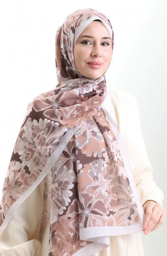 Châle En Soie Française Hanzade 70329-08 Café Au Lait Brun 70329-08