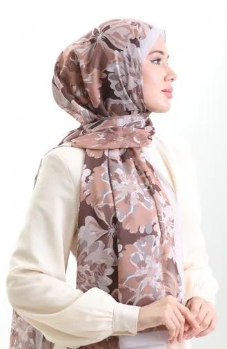 Châle En Soie Française Hanzade 70329-08 Café Au Lait Brun 70329-08