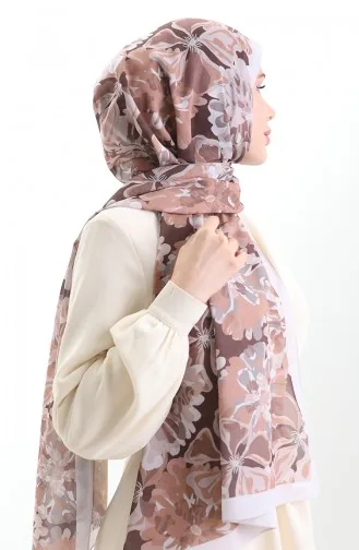 Châle En Soie Française Hanzade 70329-08 Café Au Lait Brun 70329-08