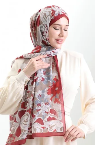 Châle En Soie Française Hanzade 70329-12 Bordeaux Beige 70329-12