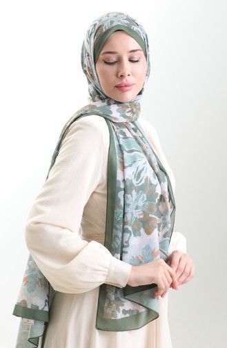 Hanzade Fransız İpeği Şal 70329-13 Haki Çağla Yeşili