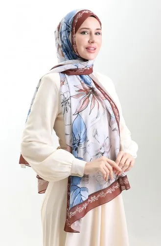 Hanzade Französischer Seidenschal 70330-05 Braun Denim Blau 70330-05