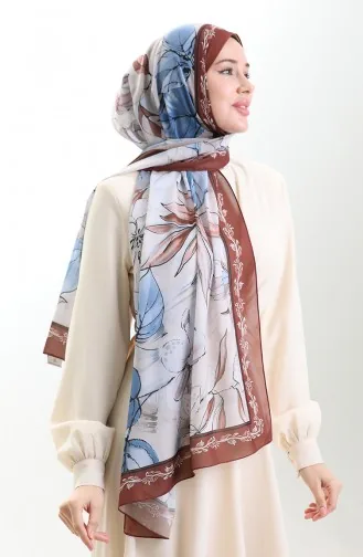 Hanzade Französischer Seidenschal 70330-05 Braun Denim Blau 70330-05