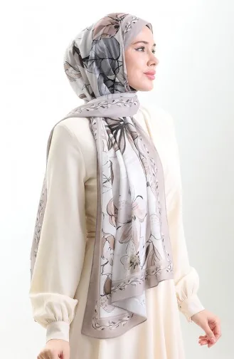 Hanzade Fransız İpeği Şal 70330-07 Vizon Gri