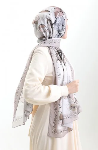 Hanzade Fransız İpeği Şal 70330-07 Vizon Gri