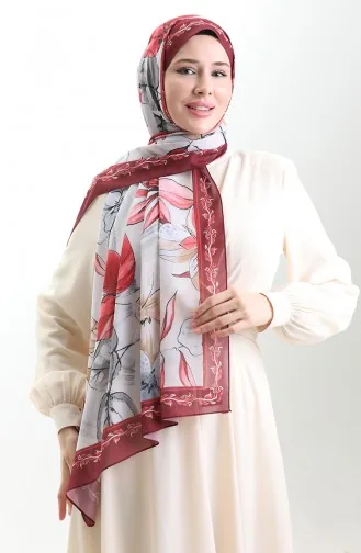 Hanzade French Silk Shawl 70330-10 Claret Red Gray 70330-10