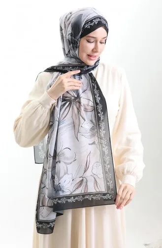 Hanzade Französischer Seidenschal 70330-12 Schwarzer Nerz 70330-12