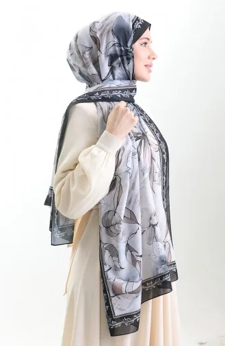 Hanzade Französischer Seidenschal 70330-12 Schwarzer Nerz 70330-12