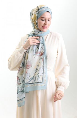 Hanzade Franse Zijden Sjaal 70330-13 Mintgroen Geel 70330-13