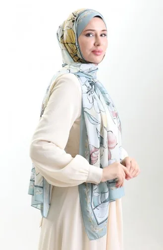 Hanzade Franse Zijden Sjaal 70330-13 Mintgroen Geel 70330-13