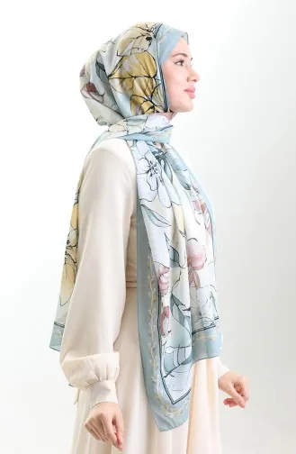 Hanzade Franse Zijden Sjaal 70330-13 Mintgroen Geel 70330-13