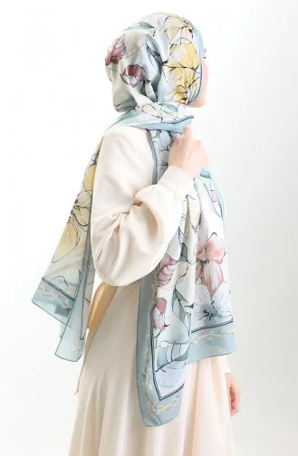 Hanzade Franse Zijden Sjaal 70330-13 Mintgroen Geel 70330-13