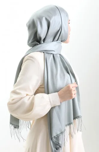 شال فيسكوز طويل مزين بالشراريب 70331-01 أخضر لوزي 70331-01