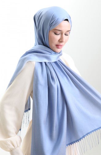 Châle Long à Franges En Viscose 70331-05 Bleu Bébé 70331-05
