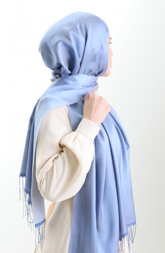 Châle Long à Franges En Viscose 70331-05 Bleu Bébé 70331-05