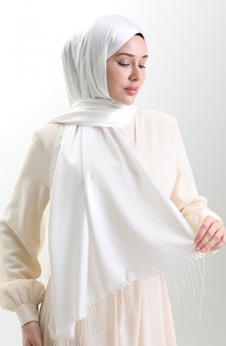 Lange Viscose Sjaal Met Franjes 70331-07 Ecru 70331-07