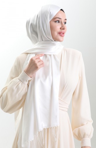 Lange Viscose Sjaal Met Franjes 70331-07 Ecru 70331-07