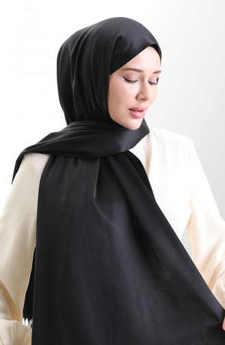 Châle Long à Franges En Viscose 70331-09 Noir 70331-09