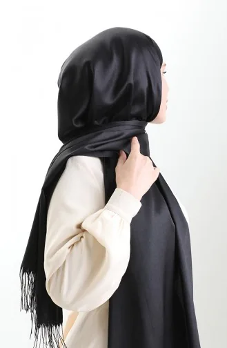 Châle Long à Franges En Viscose 70331-09 Noir 70331-09