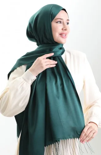 Uzun Saçaklı Viskon Şal 70331-14 Zümrüt Yeşili