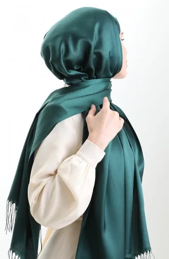 Uzun Saçaklı Viskon Şal 70331-14 Zümrüt Yeşili