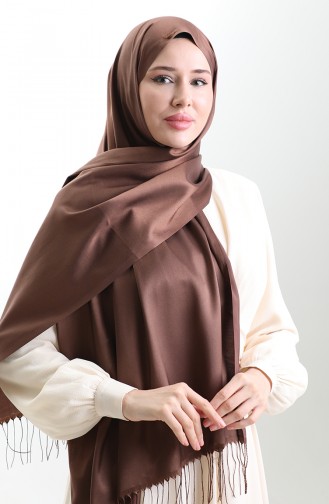 شال فيسكوز طويل ذو شراشيب 70331-15 بني 70331-15