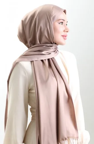 شال فيسكوز طويل بشراشيب 70331-16 لون قهوة الحليب 70331-16