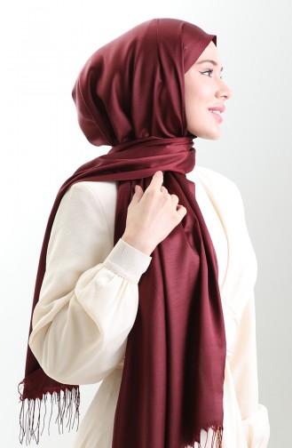 Châle Long à Franges En Viscose 70331-18 Prune 70331-18