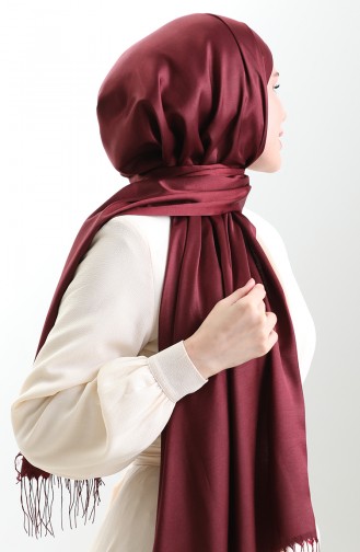 Châle Long à Franges En Viscose 70331-18 Prune 70331-18