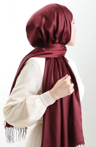 Uzun Saçaklı Viskon Şal 70331-18 Mürdüm