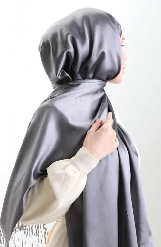 Lange Viscose Sjaal Met Franjes 70331-21 Gerookt 70331-21