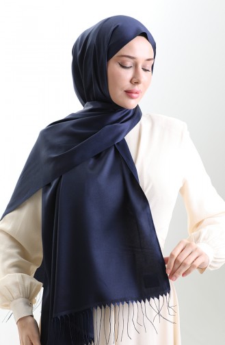 Châle Long à Franges En Viscose 70331-22 Bleu Marine 70331-22
